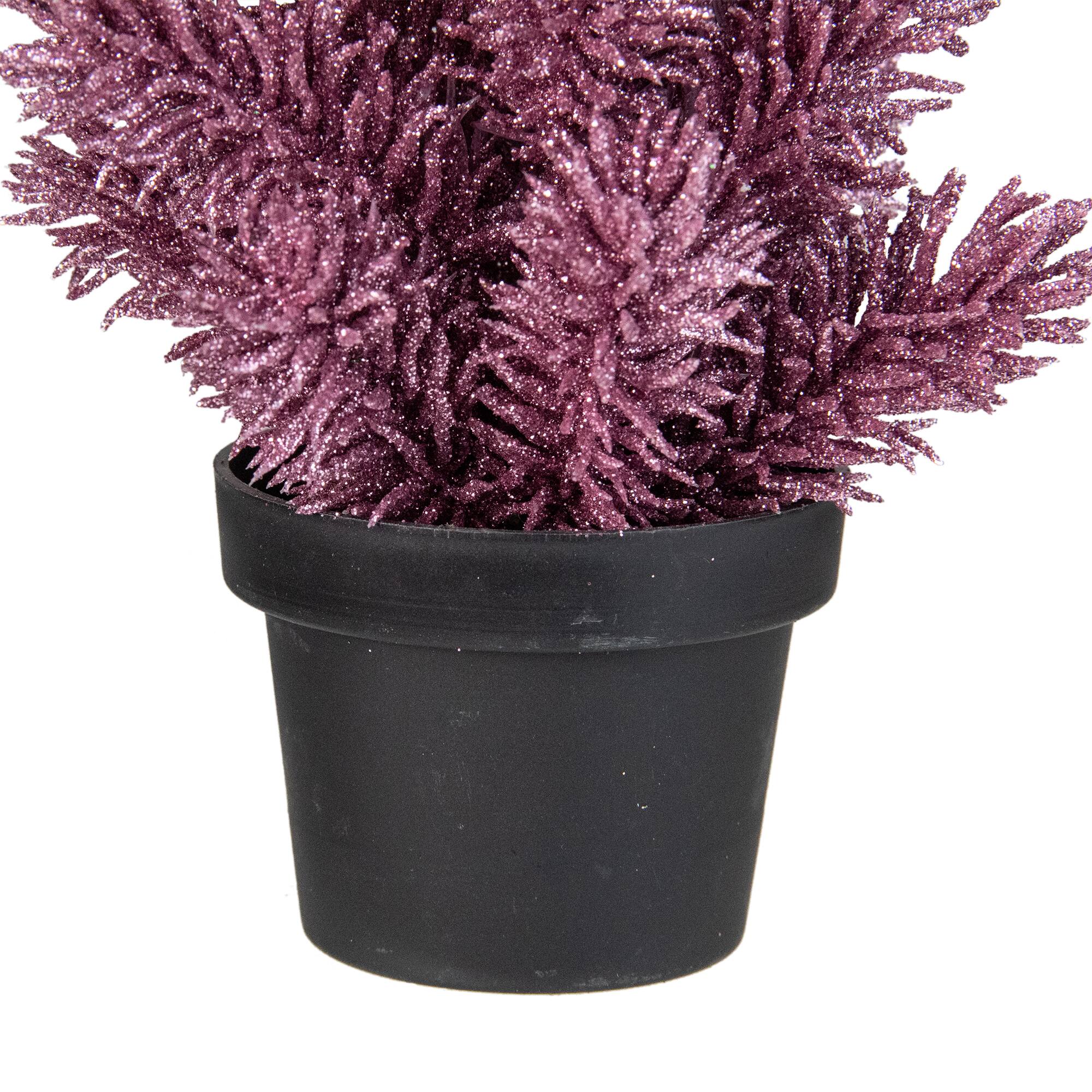 8.5" Unlit Metallic Glitter Artificial Potted Christmas Tree